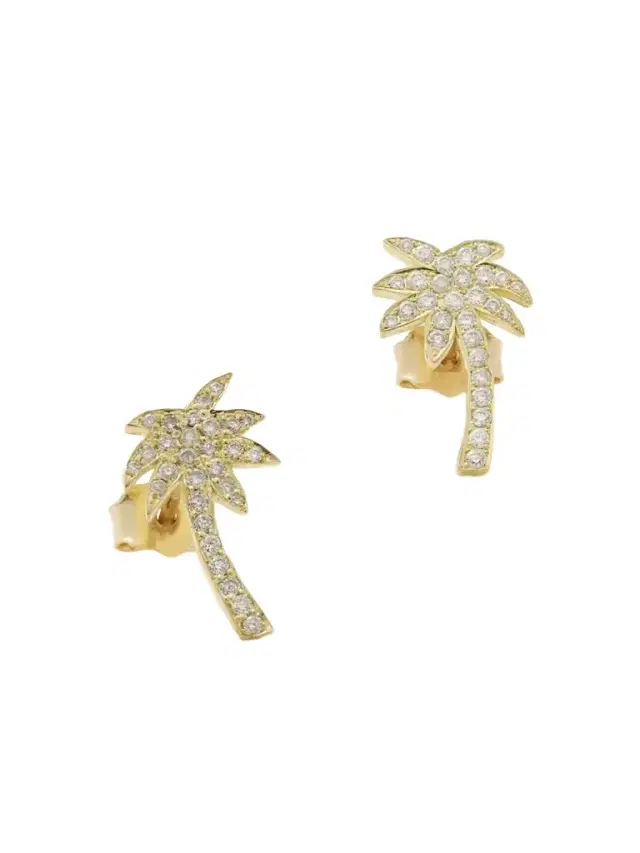 Jennifer Meyer Mini Palm Tree 18-karat Gold Diamonds Earrings