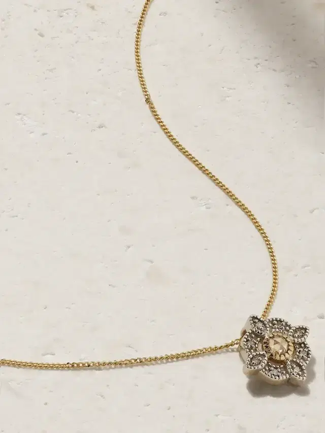 Bettina 9-karat Gold, Sterling Silver And Diamond Necklace
