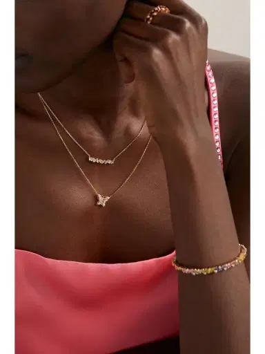 Suzanne Kalan Mini Butterfly 18-karat Gold Diamond Necklace | Thumbnail 5