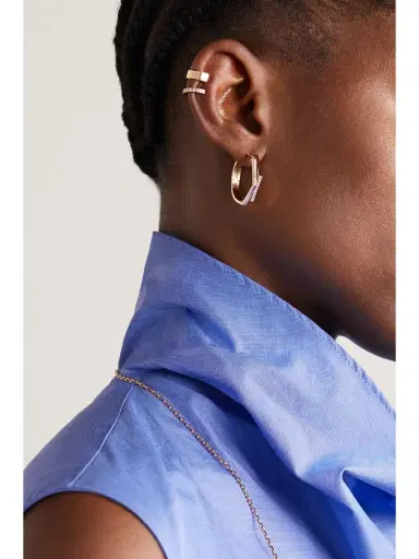 Repossi Antifer Medium 18-karat Rose Gold Diamond Single Hoop Earring | Thumbnail 4