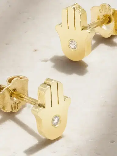 Jennifer Meyer Mini Hamsa 18-karat Gold Diamond Earrings | Thumbnail 3 Jennifer Meyer Mini Hamsa 18-karat Gold Diamond Earrings | Thumbnail 3