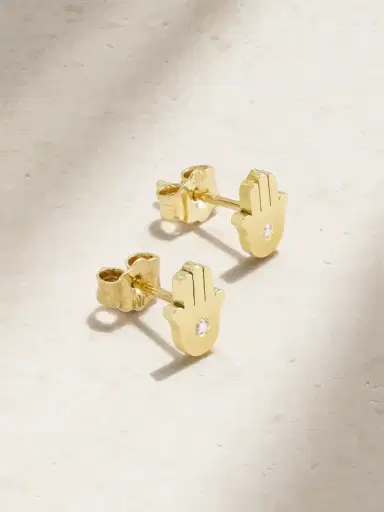 Jennifer Meyer Mini Hamsa 18-karat Gold Diamond Earrings | Thumbnail 1 Jennifer Meyer Mini Hamsa 18-karat Gold Diamond Earrings | Thumbnail 1