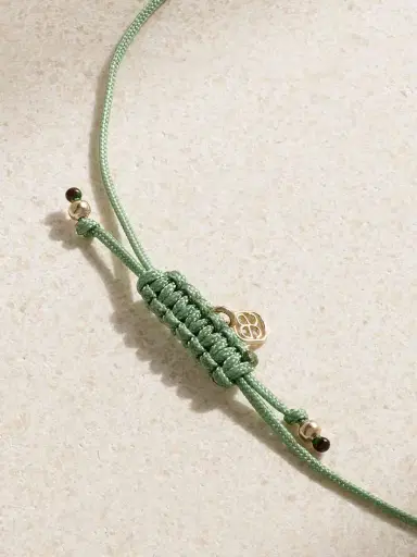 Sydney Evan Evil Eye 14-karat Gold, Cord And Enamel Bracelet | Thumbnail 3