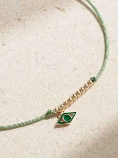 Sydney Evan Evil Eye 14-karat Gold, Cord And Enamel Bracelet | Thumbnail 4