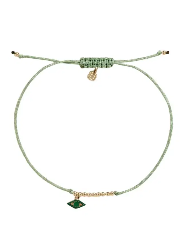 Sydney Evan Evil Eye 14-karat Gold, Cord And Enamel Bracelet