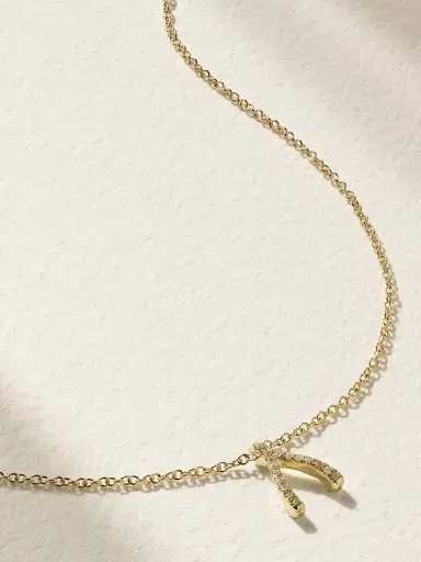 Jennifer Meyer Wishbone 18-karat Gold Diamond Necklace | Thumbnail 1