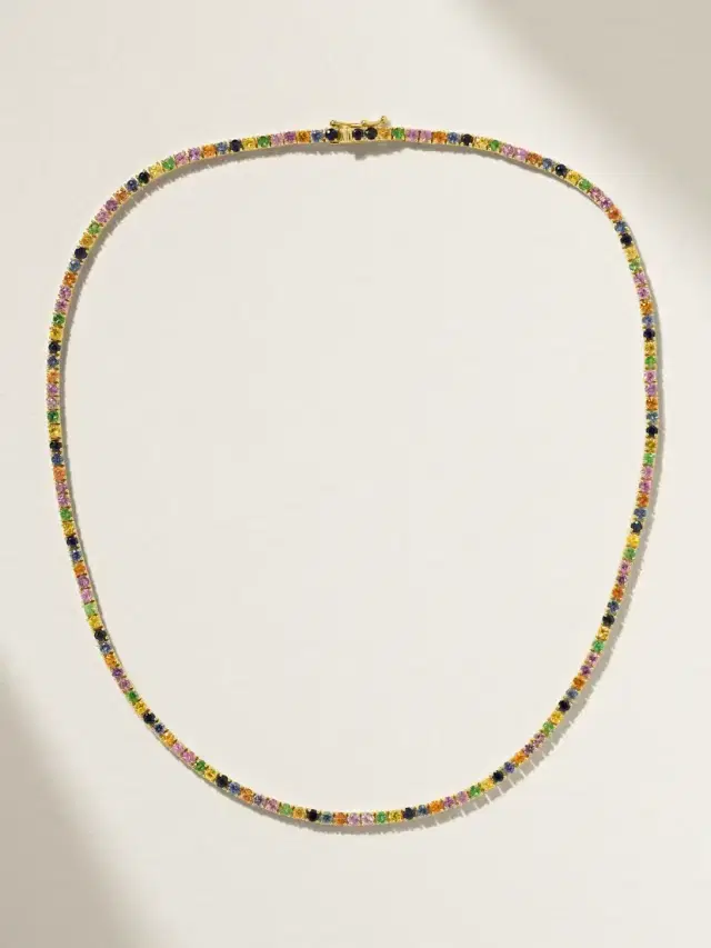 14-karat Gold Sapphire Tennis Necklace