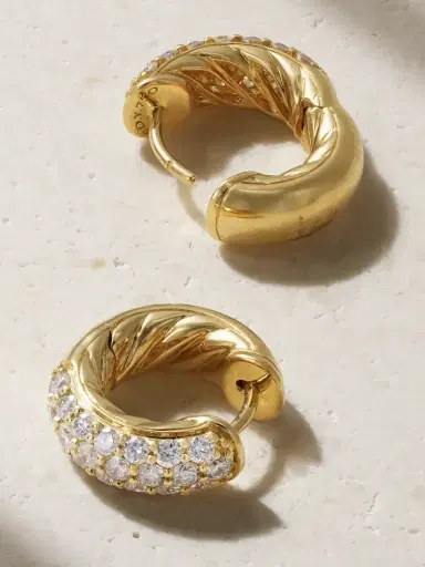 David Yurman Dy Mercer™ Micro 18-karat Gold Diamond Hoop Earrings | Thumbnail 3 David Yurman Dy Mercer™ Micro 18-karat Gold Diamond Hoop Earrings | Thumbnail 3