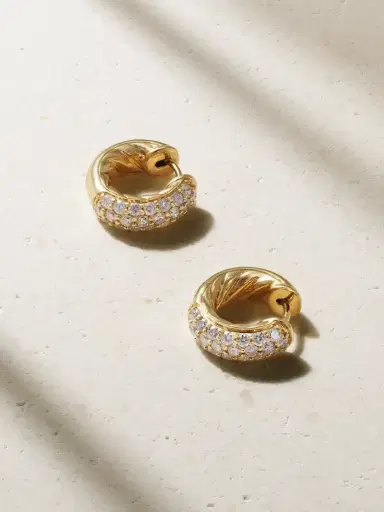 David Yurman Dy Mercer™ Micro 18-karat Gold Diamond Hoop Earrings | Thumbnail 1 David Yurman Dy Mercer™ Micro 18-karat Gold Diamond Hoop Earrings | Thumbnail 1