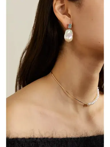 Mateo 14-karat Gold, Topaz And Pearl Earrings | Thumbnail 2
