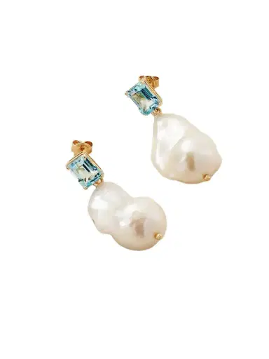 Mateo 14-karat Gold, Topaz And Pearl Earrings | Thumbnail 1