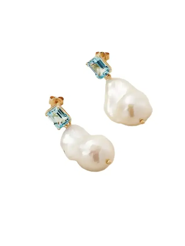 Mateo 14-karat Gold, Topaz And Pearl Earrings