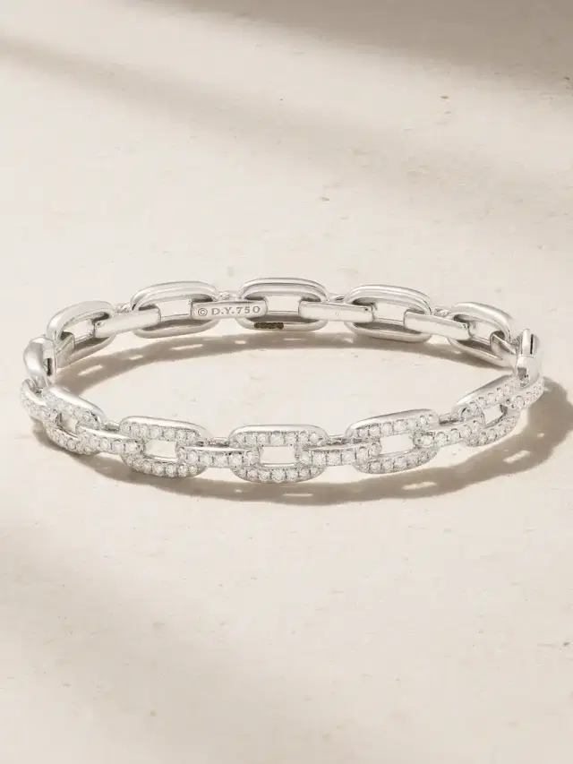 David Yurman Stax 18-karat White Gold Diamond Bracelet