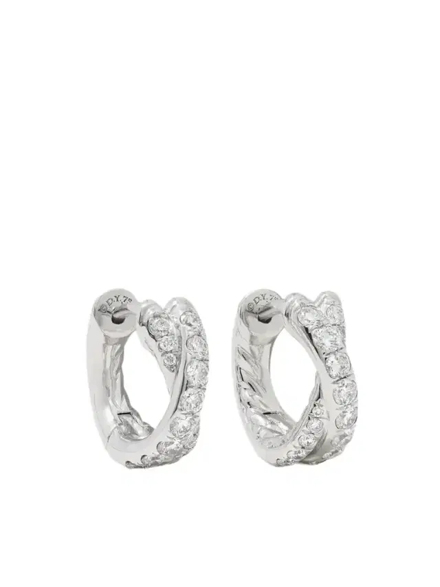 David Yurman Crossover 18-karat White Gold Diamond Hoop Earrings