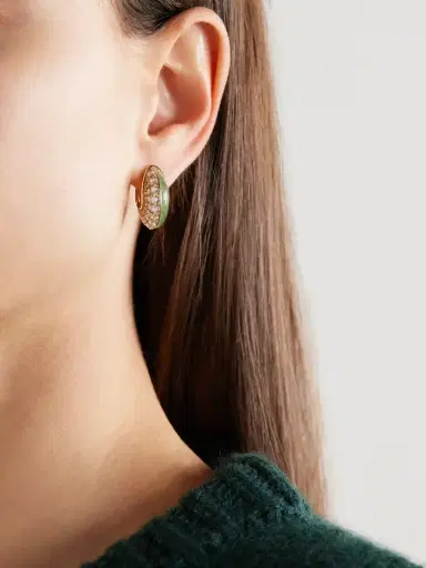 Fernando Jorge Fluid 18-karat Gold, Diamond And Jade Hoop Earrings | Thumbnail 2 Fernando Jorge Fluid 18-karat Gold, Diamond And Jade Hoop Earrings | Thumbnail 2