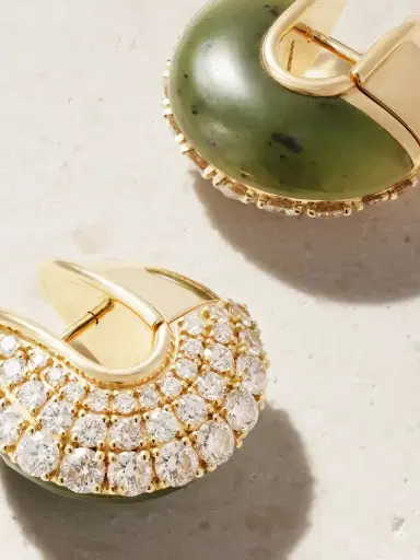 Fernando Jorge Fluid 18-karat Gold, Diamond And Jade Hoop Earrings | Thumbnail 4 Fernando Jorge Fluid 18-karat Gold, Diamond And Jade Hoop Earrings | Thumbnail 4