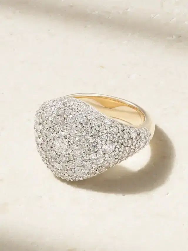 Signature 14-karat Gold Diamond Signet Ring