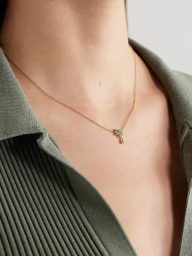 Jennifer Meyer Palm Tree 18-karat Gold, Diamond And Emerald Necklace | Thumbnail 2