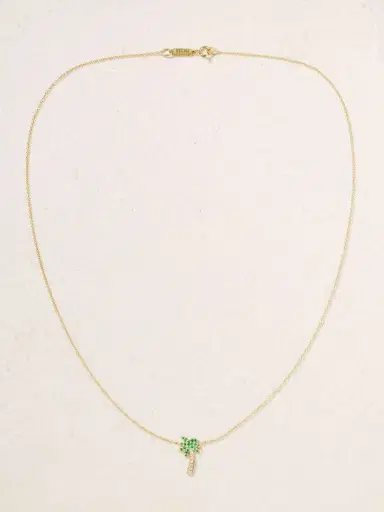 Jennifer Meyer Palm Tree 18-karat Gold, Diamond And Emerald Necklace | Thumbnail 4