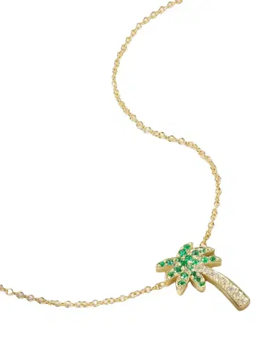 Jennifer Meyer Palm Tree 18-karat Gold, Diamond And Emerald Necklace | Thumbnail 1