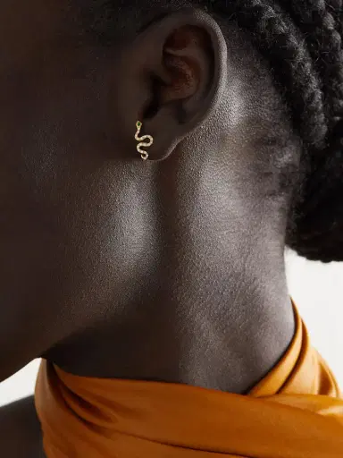 Ileana Makri Little Snake 18-karat Gold, Diamond And Tsavorite Earrings | Thumbnail 2 Ileana Makri Little Snake 18-karat Gold, Diamond And Tsavorite Earrings | Thumbnail 2