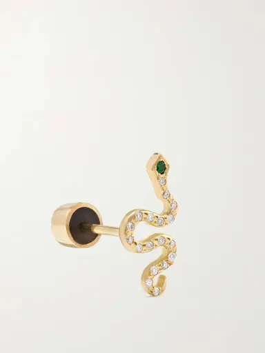 Ileana Makri Little Snake 18-karat Gold, Diamond And Tsavorite Earrings | Thumbnail 3 Ileana Makri Little Snake 18-karat Gold, Diamond And Tsavorite Earrings | Thumbnail 3