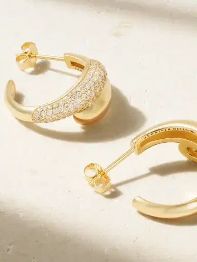 Jennifer Meyer Small Double Dome 18-karat Gold Diamond Hoop Earrings | Thumbnail 3 Jennifer Meyer Small Double Dome 18-karat Gold Diamond Hoop Earrings | Thumbnail 3