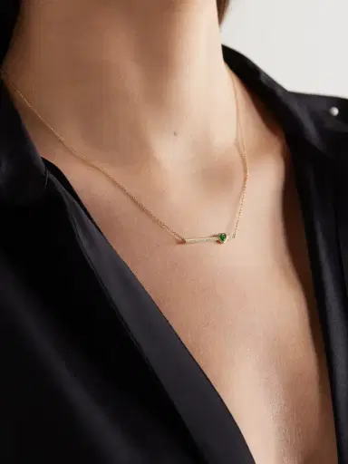 Jennifer Meyer 18-karat Gold Diamond And Emerald Necklace | Thumbnail 2 Jennifer Meyer 18-karat Gold Diamond And Emerald Necklace | Thumbnail 2