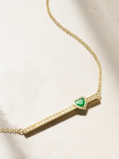 Jennifer Meyer 18-karat Gold Diamond And Emerald Necklace | Thumbnail 1 Jennifer Meyer 18-karat Gold Diamond And Emerald Necklace | Thumbnail 1