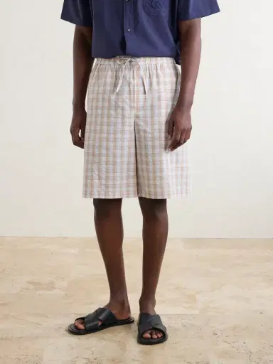 Sydney Evan Paula's Ibiza Straight-Leg Checked Cotton Shorts - Men | Thumbnail 6