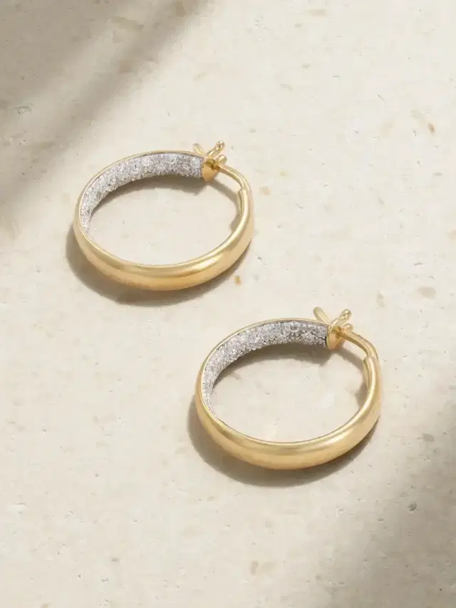 Yvonne Léon 9-karat Gold Diamond Hoop Earrings