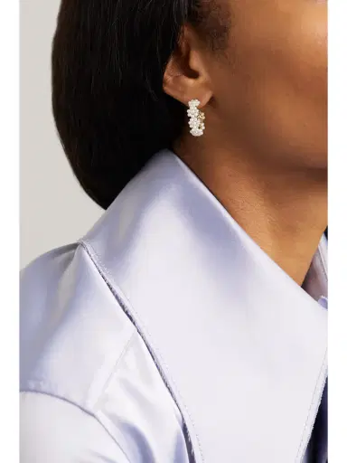 Sophie Bille Brahe Boucle Parc 14-karat Recycled Gold Pearl Single Hoop Earring | Thumbnail 2