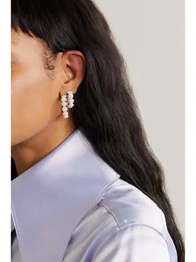Sophie Bille Brahe Boucle Parc 14-karat Recycled Gold Pearl Single Hoop Earring | Thumbnail 4