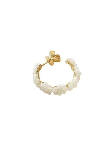 Sophie Bille Brahe Boucle Parc 14-karat Recycled Gold Pearl Single Hoop Earring | Thumbnail 1