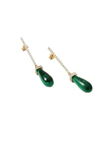 Mateo 14-karat Gold, Malachite And Diamond Earrings | Thumbnail 1 Mateo 14-karat Gold, Malachite And Diamond Earrings | Thumbnail 1