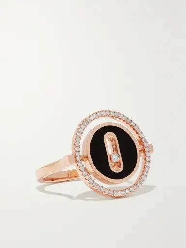 Messika Lucky Move 18-karat Rose Gold, Onyx And Diamond Ring | Thumbnail 2