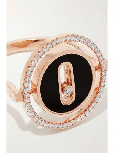 Messika Lucky Move 18-karat Rose Gold, Onyx And Diamond Ring | Thumbnail 6