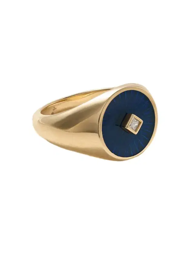 L’Atelier Nawbar Radiate Eternity 18-karat Gold, Enamel And Diamond Signet Ring