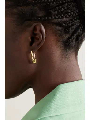 Anita Ko Safety Pin 18-karat Gold Single Earring | Thumbnail 3