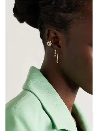 Anita Ko Safety Pin 18-karat Gold Single Earring | Thumbnail 5