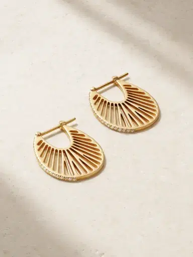 L’Atelier Nawbar Flat Ray Large 18-karat Gold Diamond Hoop Earrings | Thumbnail 1 L’Atelier Nawbar Flat Ray Large 18-karat Gold Diamond Hoop Earrings | Thumbnail 1