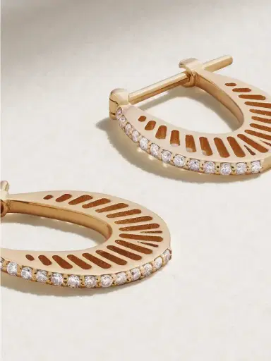 L’Atelier Nawbar Flat Ray Small 18-karat Gold Diamond Hoop Earrings | Thumbnail 3 L’Atelier Nawbar Flat Ray Small 18-karat Gold Diamond Hoop Earrings | Thumbnail 3