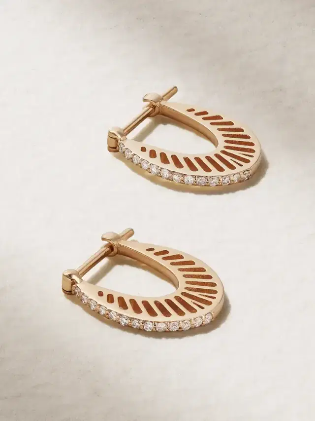 Flat Ray Small 18-karat Gold Diamond Hoop Earrings