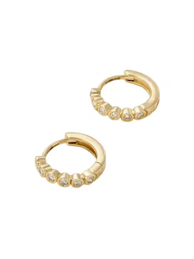 STONE AND STRAND 10-karat Gold Diamond Hoop Earrings | Thumbnail 1 STONE AND STRAND 10-karat Gold Diamond Hoop Earrings | Thumbnail 1