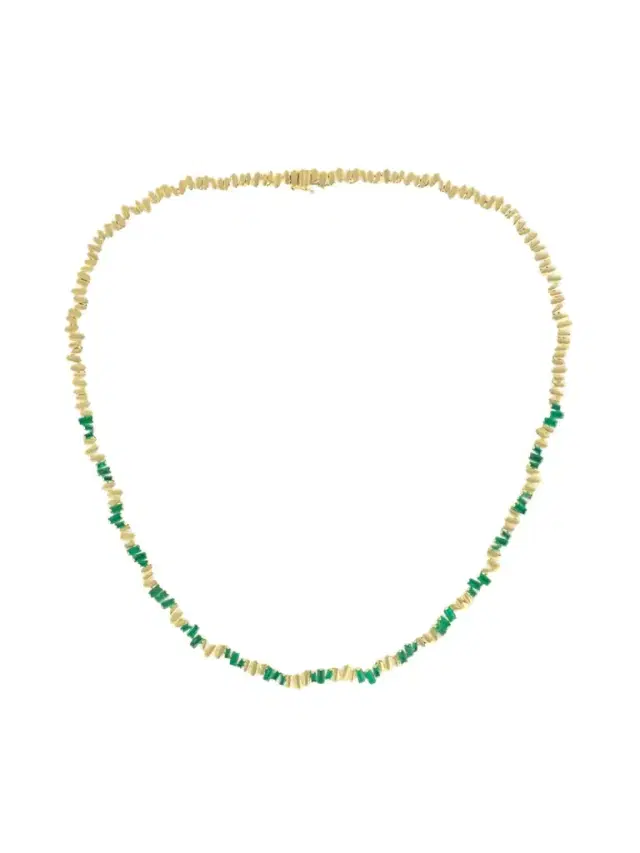 Suzanne Kalan 18-karat Gold Emerald Tennis Necklace