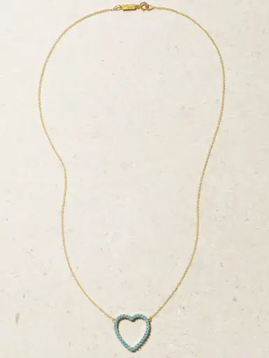 Jennifer Meyer Large Open Heart 18-karat Gold Turquoise Necklace | Thumbnail 4 Jennifer Meyer Large Open Heart 18-karat Gold Turquoise Necklace | Thumbnail 4