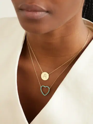 Jennifer Meyer Large Open Heart 18-karat Gold Turquoise Necklace | Thumbnail 5 Jennifer Meyer Large Open Heart 18-karat Gold Turquoise Necklace | Thumbnail 5