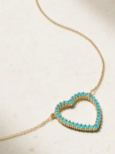 Jennifer Meyer Large Open Heart 18-karat Gold Turquoise Necklace | Thumbnail 1 Jennifer Meyer Large Open Heart 18-karat Gold Turquoise Necklace | Thumbnail 1