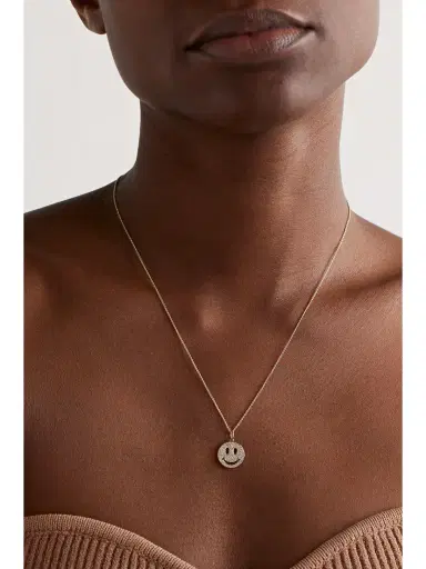 Sydney Evan Medium Happy Face 14-karat Gold Diamond Necklace | Thumbnail 2 Sydney Evan Medium Happy Face 14-karat Gold Diamond Necklace | Thumbnail 2