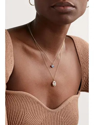 Sydney Evan Medium Happy Face 14-karat Gold Diamond Necklace | Thumbnail 4 Sydney Evan Medium Happy Face 14-karat Gold Diamond Necklace | Thumbnail 4